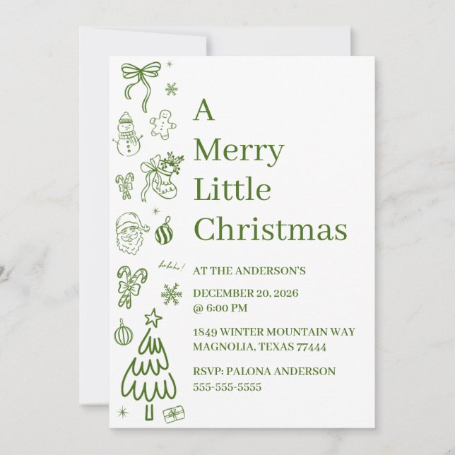 Whimsical Hand Drawn Doodle Green  (Anverso)