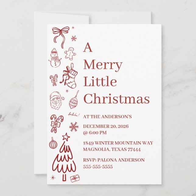 Whimsical Hand Drawn Doodle Red (Anverso)