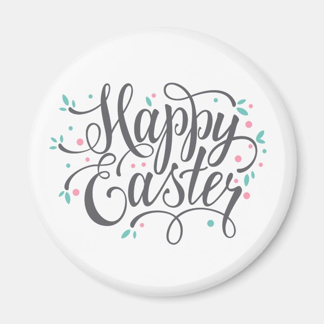 Whimsical Happy Easter Calligraphy | Imán (Frente)