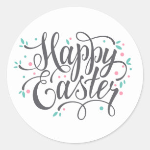 Whimsical Happy Easter Calligraphy   Sello Pegatin