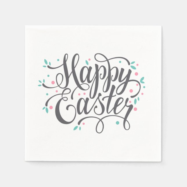 Whimsical Happy Easter Calligraphy | Servilleta de (Anverso)