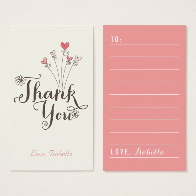Whimsical Hearts Gracias Script DIY Gift Tag (Anverso y reverso)