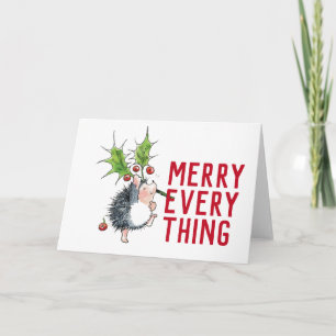 Whimsical Hedgehog Merry Todo Navidad Tarjeta