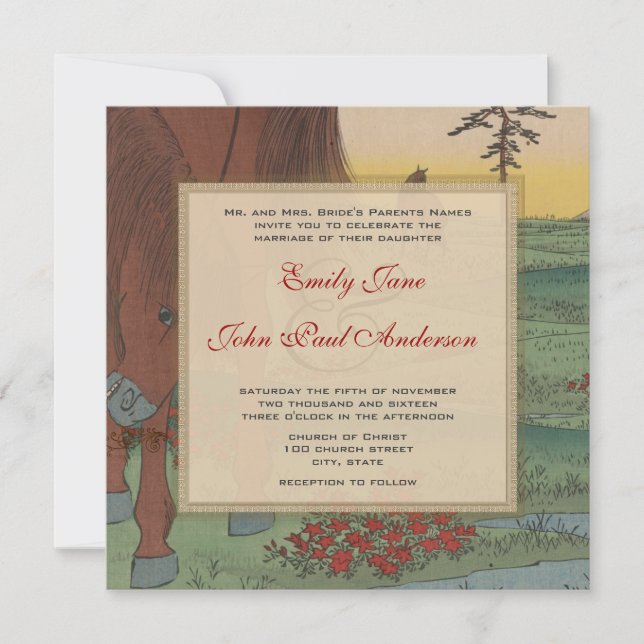 Whimsical Horse Swirl Insertar Invitación de Boda (Anverso)