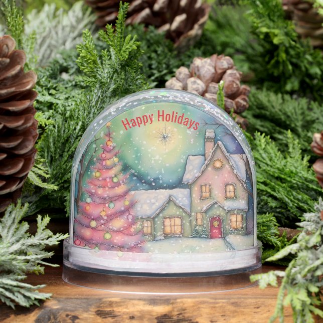 Whimsical House and Christmas Tree Snow Scene (Invierno)