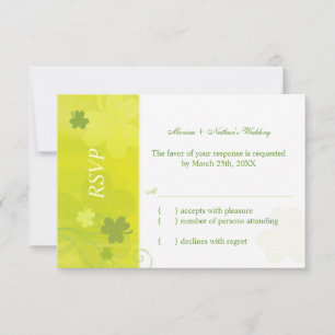 Whimsical Irish Green Shamrock Wedding RSVP