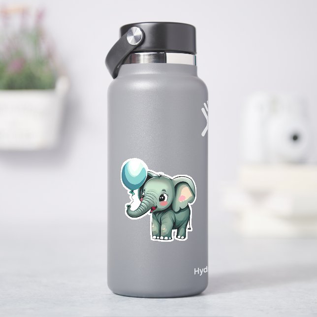Whimsical lindo elefante pegatina para niños (hidrofrasco)