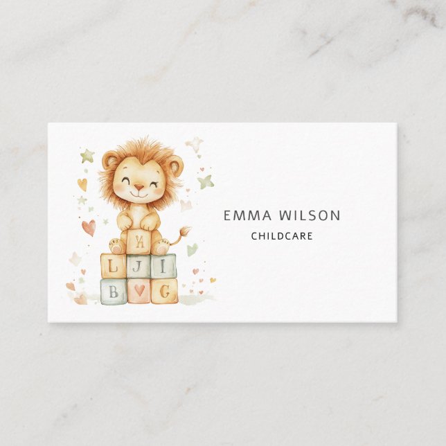 Whimsical Lion Cub Tarjeta de Negocios para Niños (Anverso)