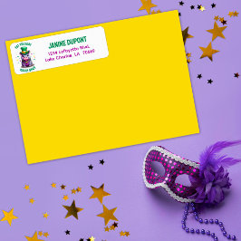 Whimsical Mardi Gras Fat Tuesday Hippo Pegatina