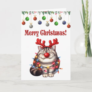 Whimsical Navidades de felinos doblados tarjetas d