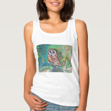 Whimsical Owl Basic Tank Top White