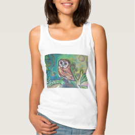 Whimsical Owl Basic Tank Top White