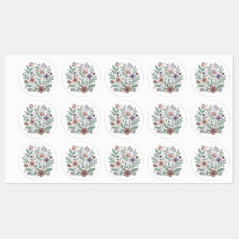 Whimsical Pastel Floral Floral Pegatina de Flores 