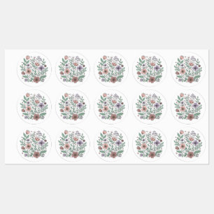 Whimsical Pastel Floral Floral Pegatina de Flores 