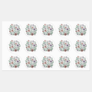 Whimsical Pastel Floral Floral Pegatina de Flores