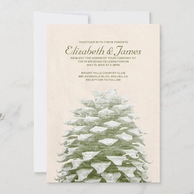 Whimsical Pine Cones Invitaciones de Boda (Anverso)
