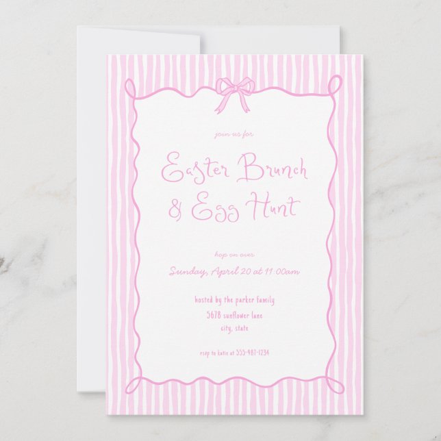 Whimsical Pink Easter Brunch & Egg Hunt Invitación (Anverso)