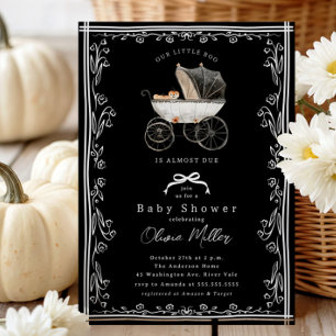 Whimsical Pram Baby Shower Invitación