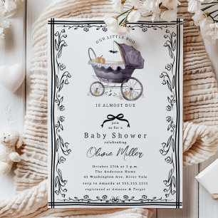 Whimsical Pram Baby Shower Invitación