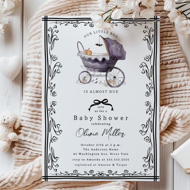 Whimsical Pram Baby Shower Invitación (Subido por el creador)