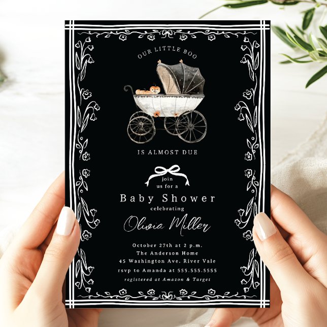Whimsical Pram Baby Shower Invitación (Subido por el creador)