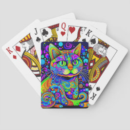 Whimsical Psicodélico Cat Classic Jugando Cartas