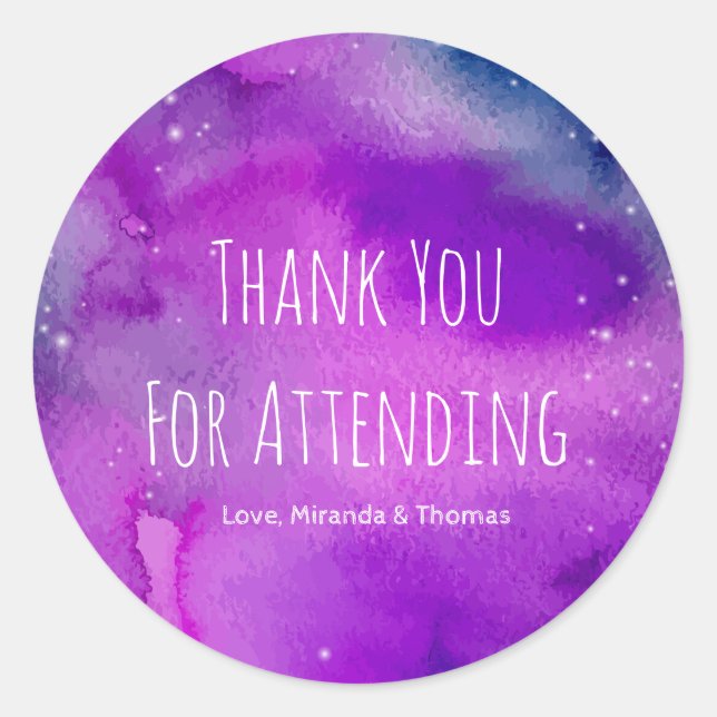 Whimsical Purple Gracias Pegatinas (Anverso)