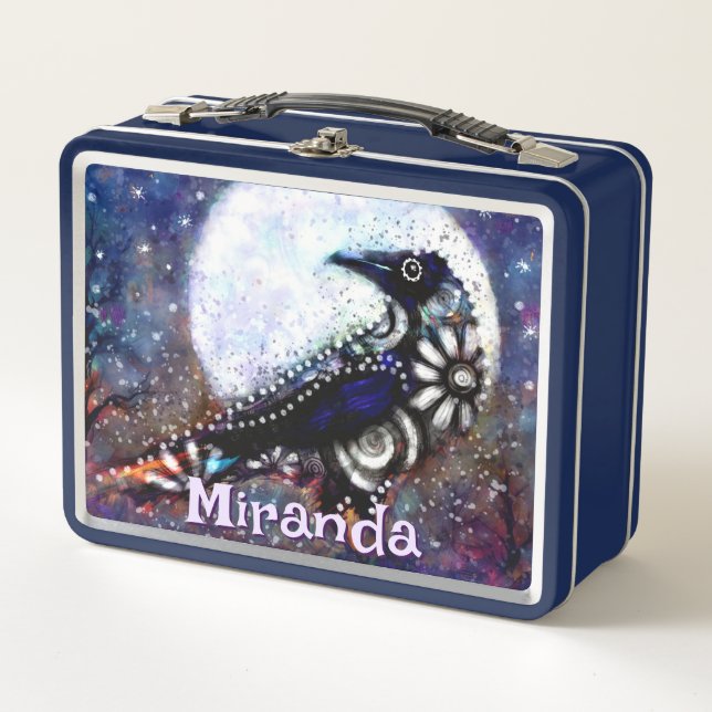 Whimsical Raven Moon Floral Black Personalizado (Anverso)
