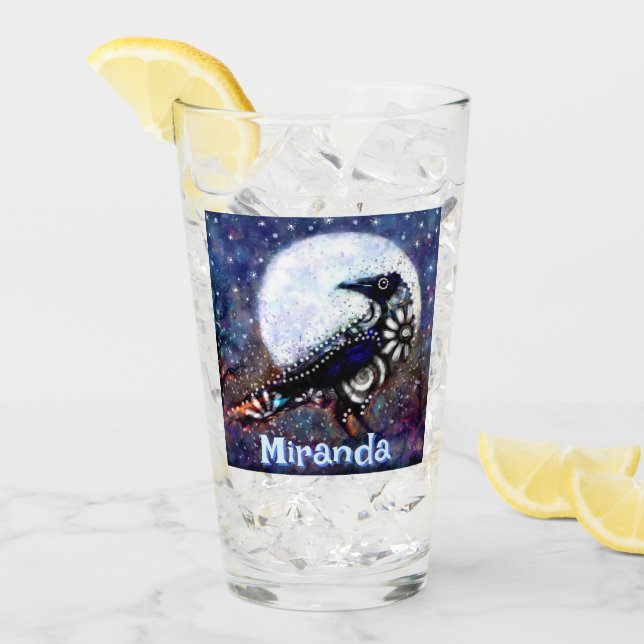 Whimsical Raven Moon Floral Personalizado (Anverso (hielo))