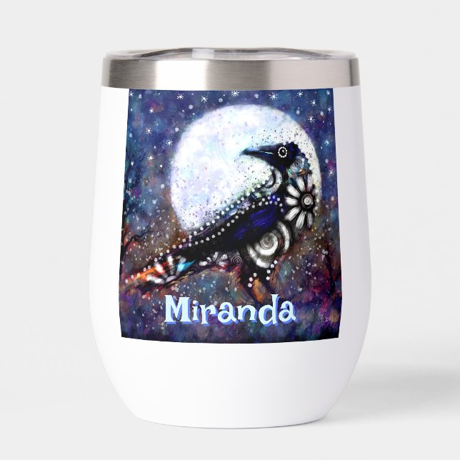 Whimsical Raven Moon Floral Personalizado (Trasero)