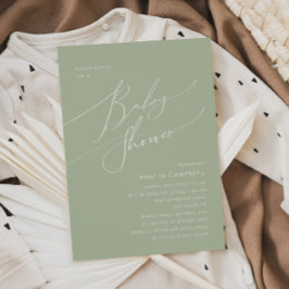 Whimsical Sage Green Baby Shower Invitación