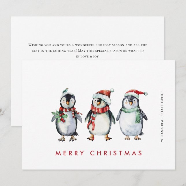 Whimsical Santa Pingüinos Navidad Corporate (Anverso / Reverso)