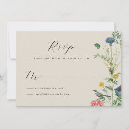 Whimsical Secret Garden Wildflowers Tarjeta RSVP