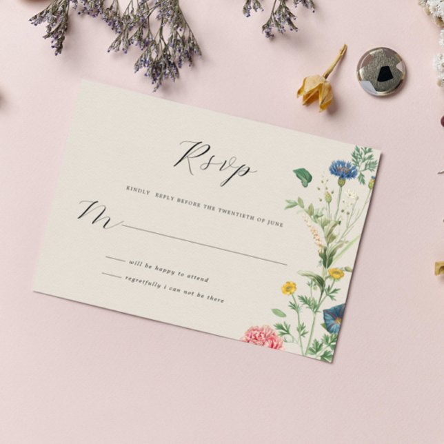 Whimsical Secret Garden Wildflowers Tarjeta RSVP (Subido por el creador)