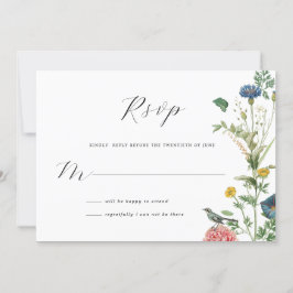Whimsical Secret Garden Wildflowers Tarjeta RSVP
