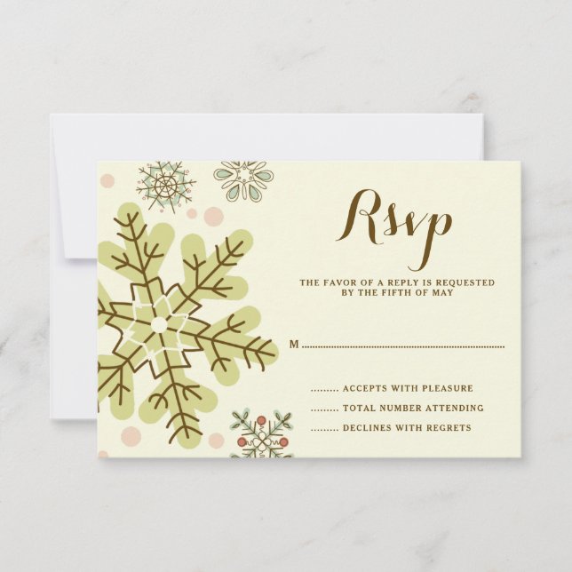 Whimsical Snowflakes Wedding RSVP (Anverso)