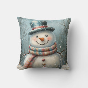 Whimsical Snowman Cojín decorativo