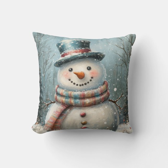 Whimsical Snowman Cojín decorativo (Anverso)