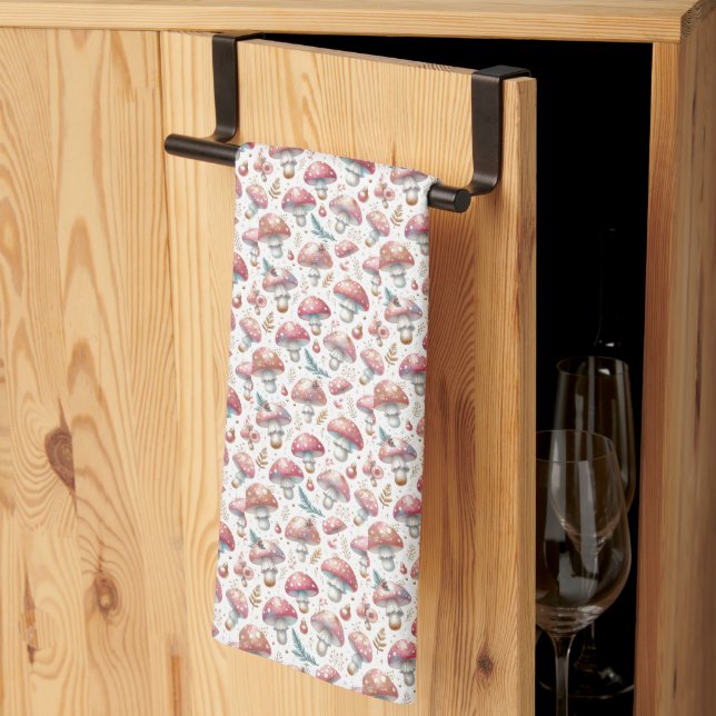 Whimsical Soft Mushroom Pattern Kitchen Toalla (Pliegue de tercios)