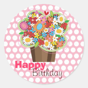 Whimsical Spring Flowers Cupcake Pegatina de cumpl