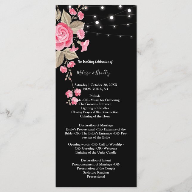 Whimsical String Luces de ceremonia Negro Programa (Anverso)