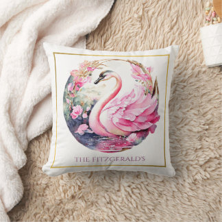 Whimsical Swan Cojín decorativo