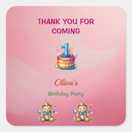 Whimsical Teddy Bear Pegatinas del primer cumpleañ
