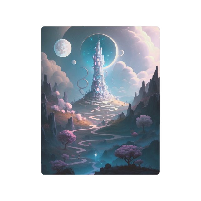 Whimsical Tower Paisaje Fantasía Arte (Anverso)