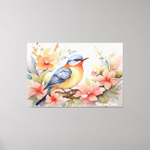Whimsical Watercolor Bird Arte Floral