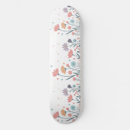 Whimsical Watercolor Floral Skateboard