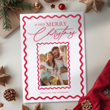 Whimsical Wavy Frame Elegant Calligraphy Christmas