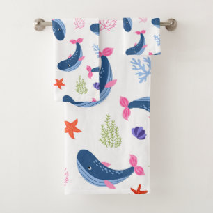 Whimsical Whales and Coral Seamless Pattern