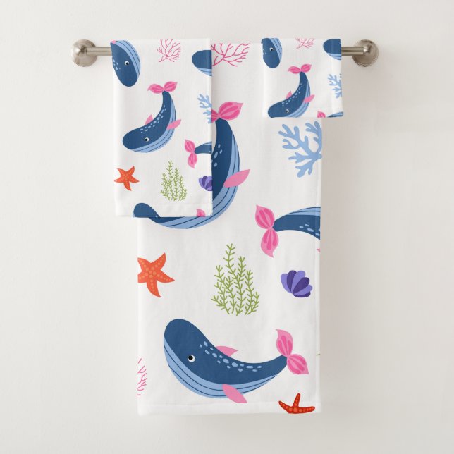 Whimsical Whales and Coral Seamless Pattern (In situ)