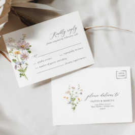 Whimsical Wildflower Elegant Wedding RSVP Card